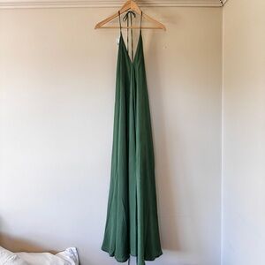 Karma Highway Green Halter Maxi Dress One Size Backless Boho Resort